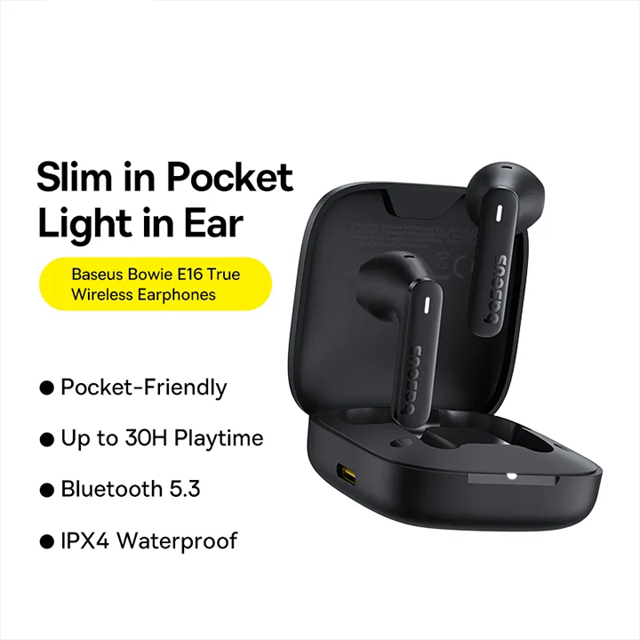 Picture of Baseus TWS E16 30Hr Playtime Earphone IPX4 Waterproof- Black
