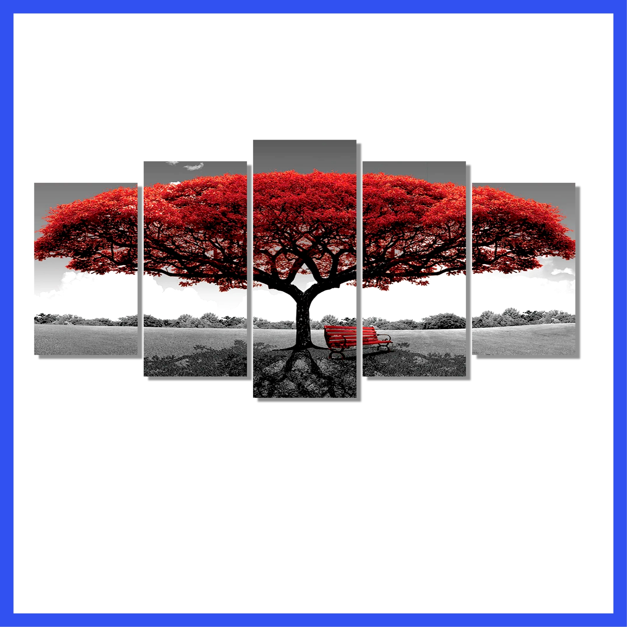 Picture of 5Pcs/Set Red Tree Home Canvas Wall Painting Picture Living Room Bedroom Decor