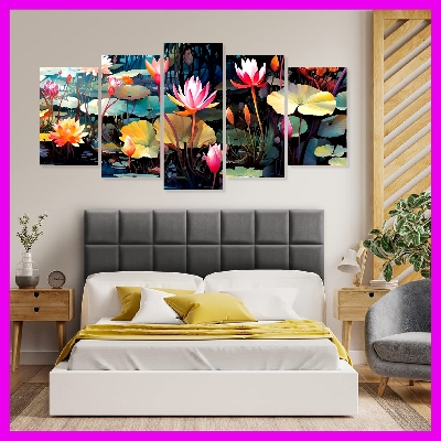 Picture of 5Pcs/Set Lilly Flower Home Canvas Wall Painting Picture Living Room Bedroom Decor