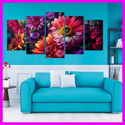 Picture of 5Pcs/Set Flower Home Canvas Wall Painting Picture Living Room or Bedroom