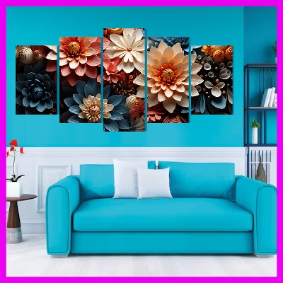 Picture of 5Pcs/Set Flower Home Canvas Wall Painting Picture Living Room or Bedroom