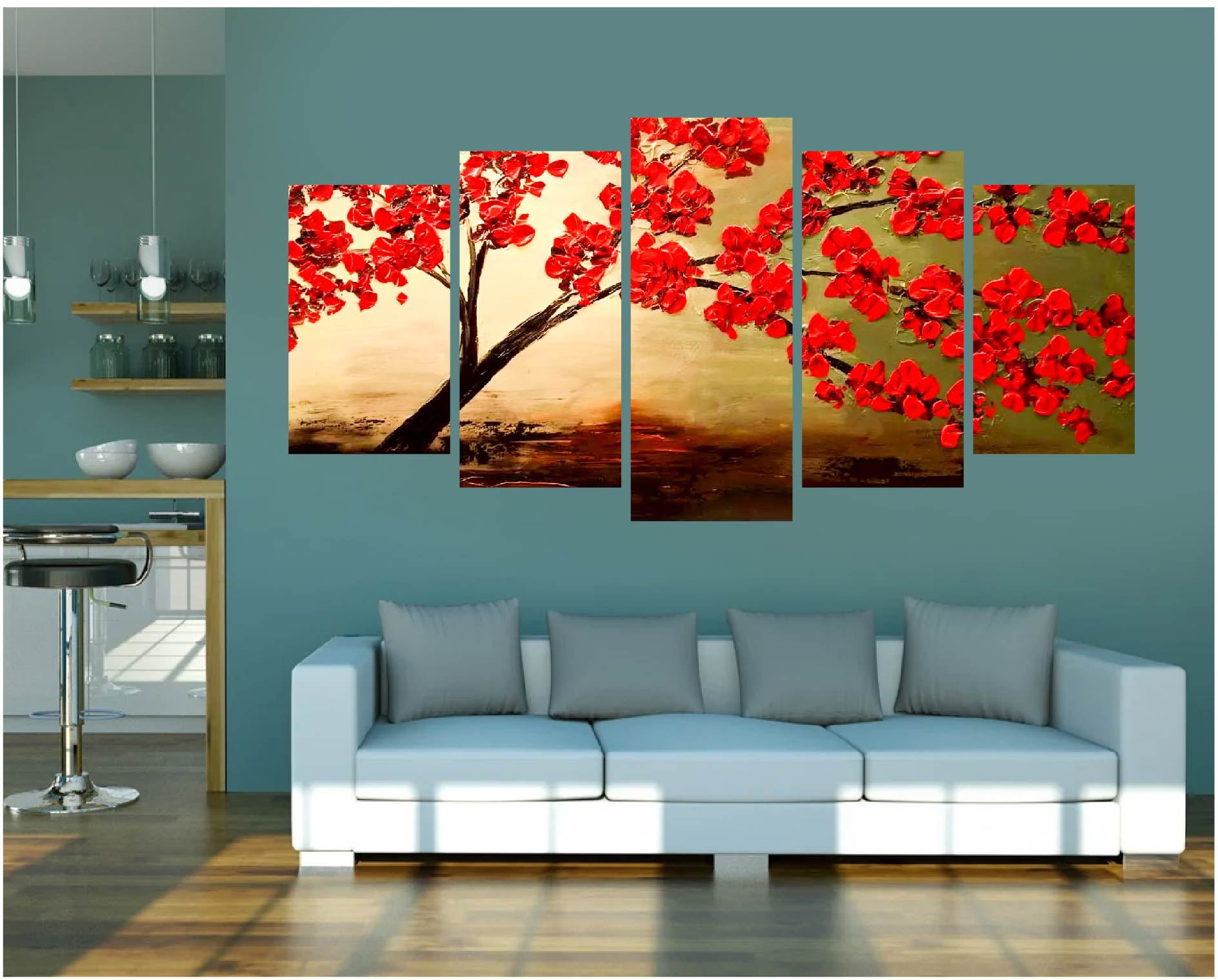 Picture of 5Pcs/Set Flower Home Canvas Wall Painting Picture Living Room or Bedroom