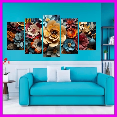 Picture of 5Pcs/Set Flower Home Canvas Wall Painting Picture Living Room or Bedroom