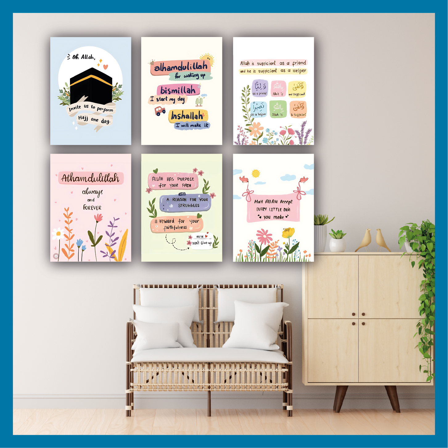 Picture of Wall Poster 6 pcs Home Decoration Arabic islamic Calligraphy Wallmate Decoration