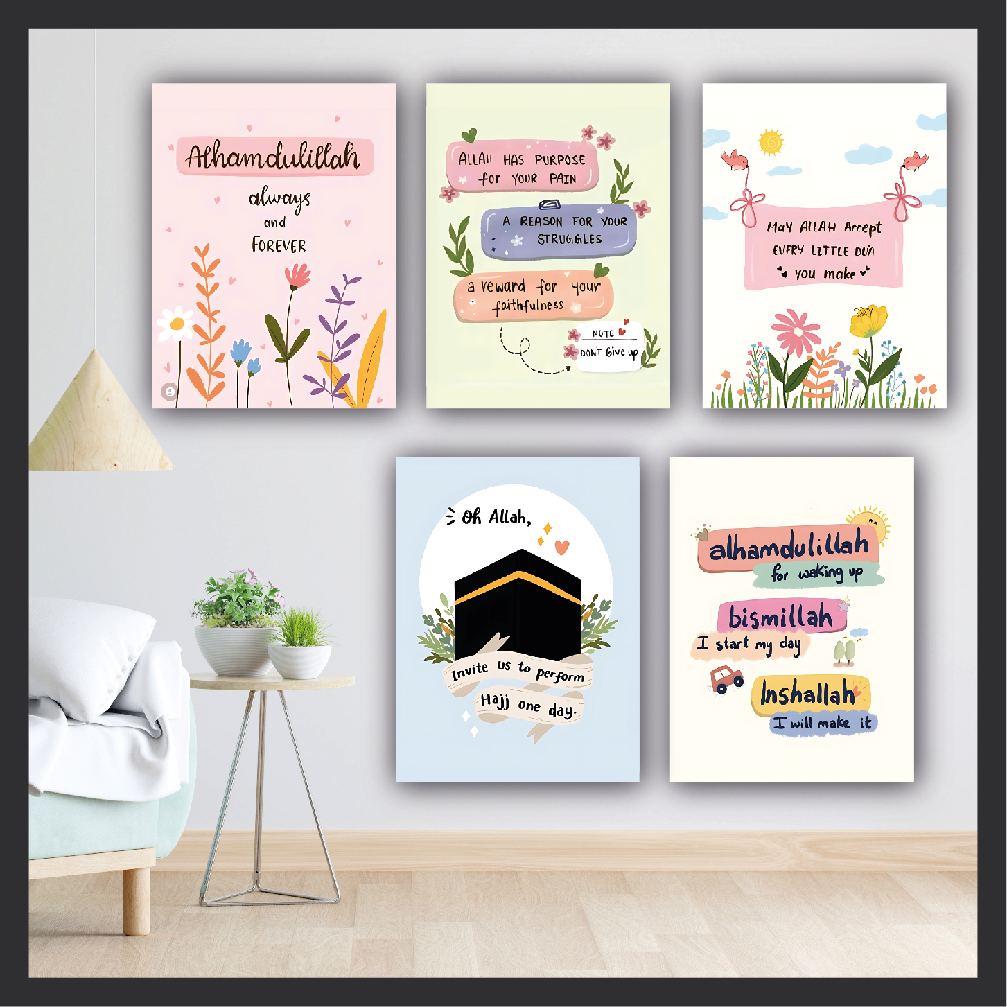 Picture of Wall Poster 6 pcs Home Decoration Arabic islamic Calligraphy Wallmate Decoration
