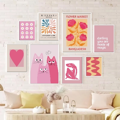 Picture of Matisse Cute cat Poster Cute Bohemian Art Heart Wall Art Flower Market Fashion Gallery Wall Bedroom Decoration Wallboard set for Home Decoration