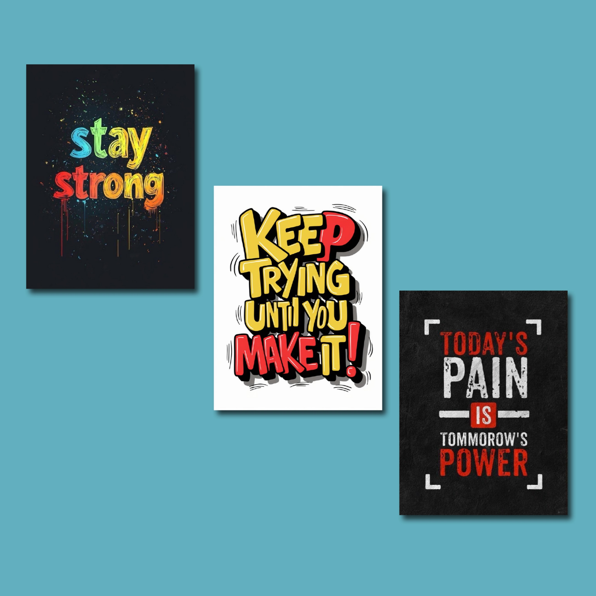Picture of Creative Wallboard Set 3 pcs Motivational Quotes Wallboard set for Home Decoration
