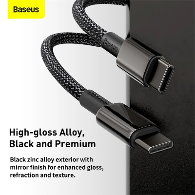 Picture of Baseus CATWJ-01Tungsten Gold Fast Charging Data Cable Type-C to Type-C 100W 1m Black