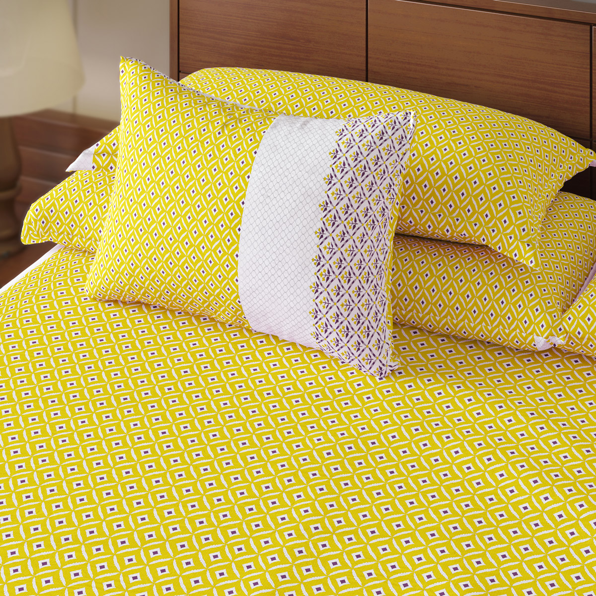 Buy Bed Sheet-308 (Yellow Barfi) Online at Best Price