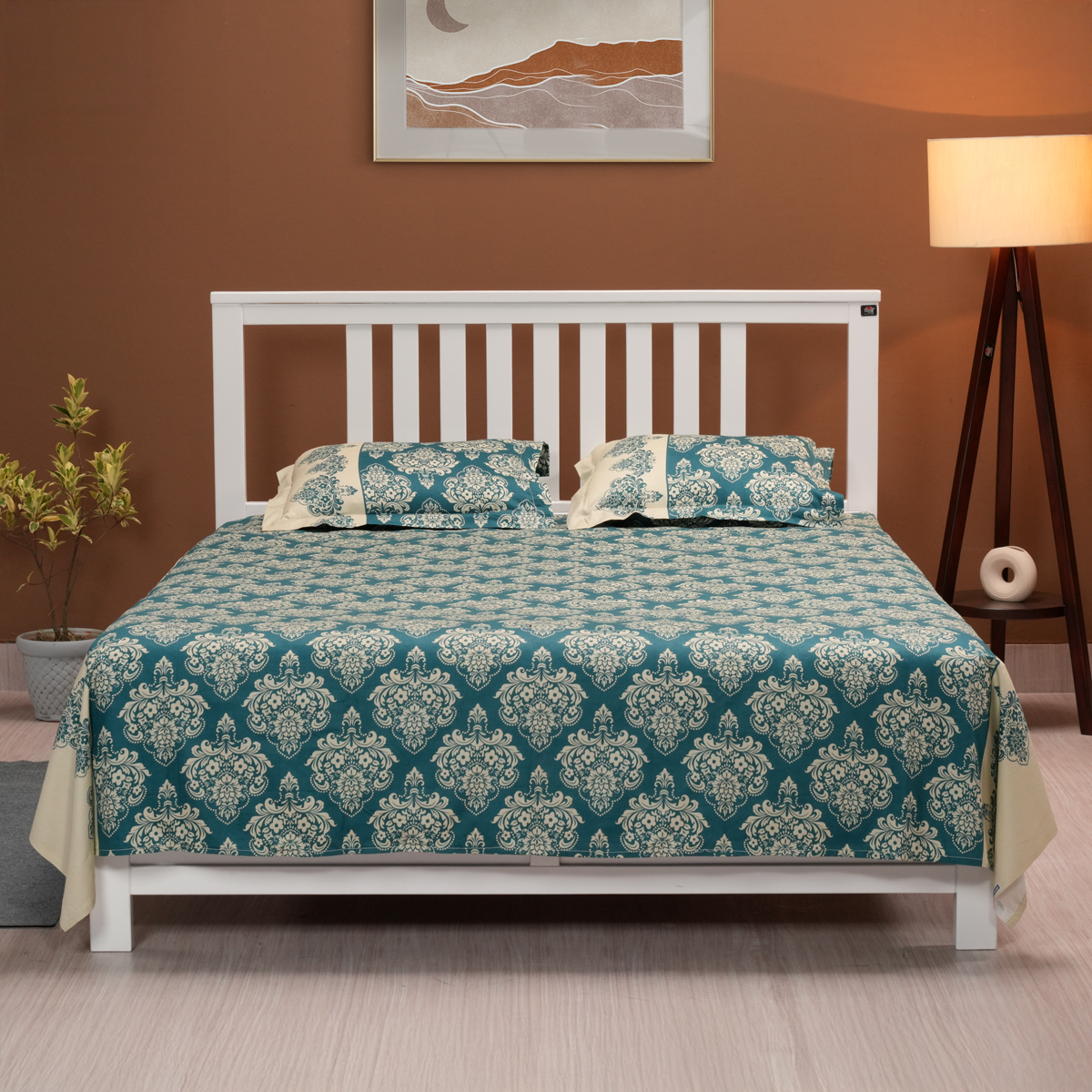 Buy Regal Bed Sheet-314 (Roral Tapestry-Crystal Teal) Online at Best Price