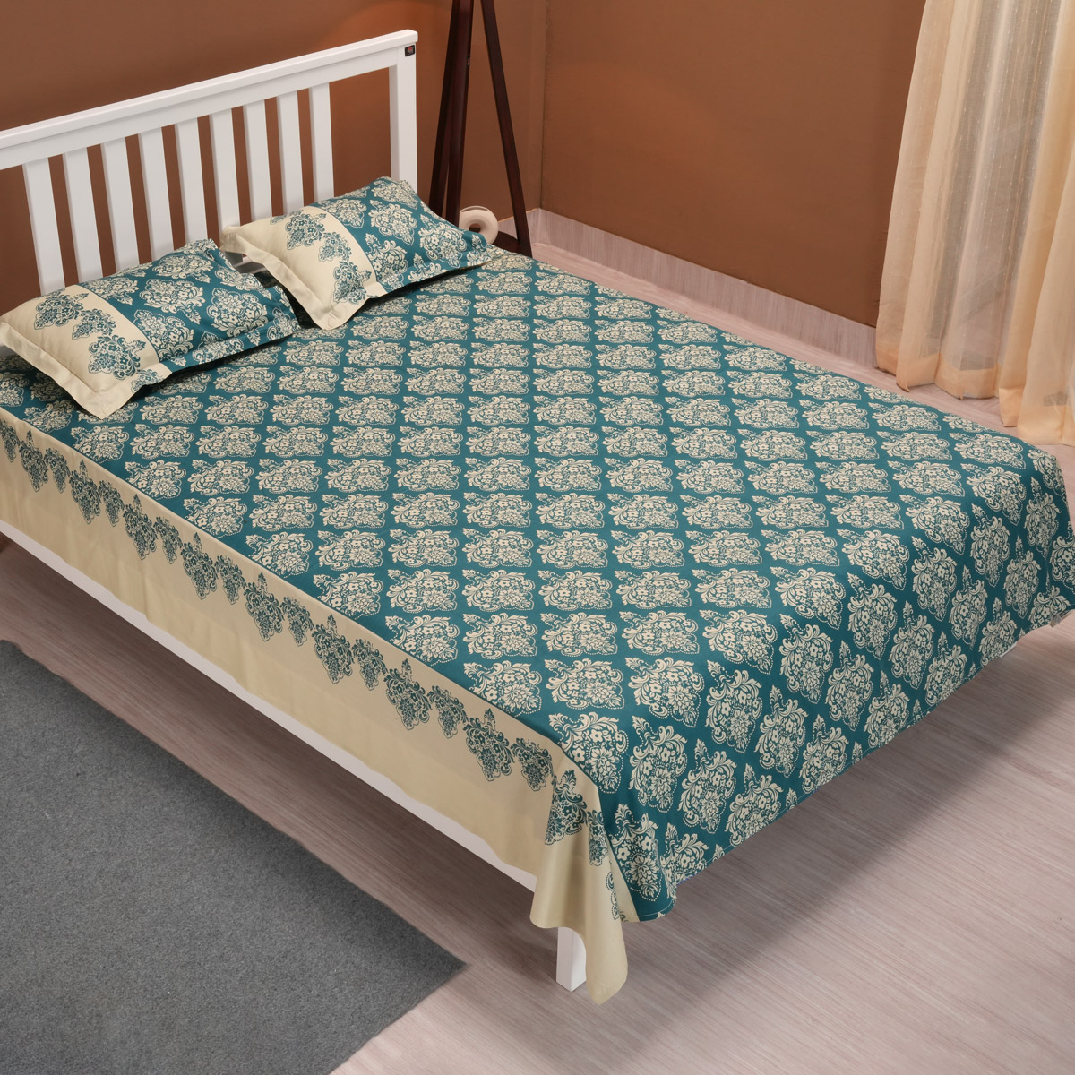 Buy Regal Bed Sheet-314 (Roral Tapestry-Crystal Teal) Online at Best Price