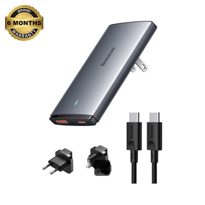 Picture of Baseus GaN5 Pro Ultra-Slim Fast Charger C+U 65W (Overseas Edition) Gray((With Mini White Cable Type-C to Type-C 100W(20V/5A) 1m Black)
