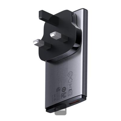 Picture of Baseus GaN5 Pro Ultra-Slim Fast Charger C+U 65W (Overseas Edition) Gray((With Mini White Cable Type-C to Type-C 100W(20V/5A) 1m Black)