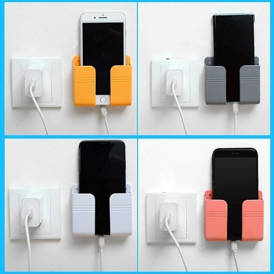 Picture of 2 pcs Wall Mounted Organizer Storage Box Remote Control Mounted Mobile Phone Plug Wall Holder Charging Multifunction Holder Stand