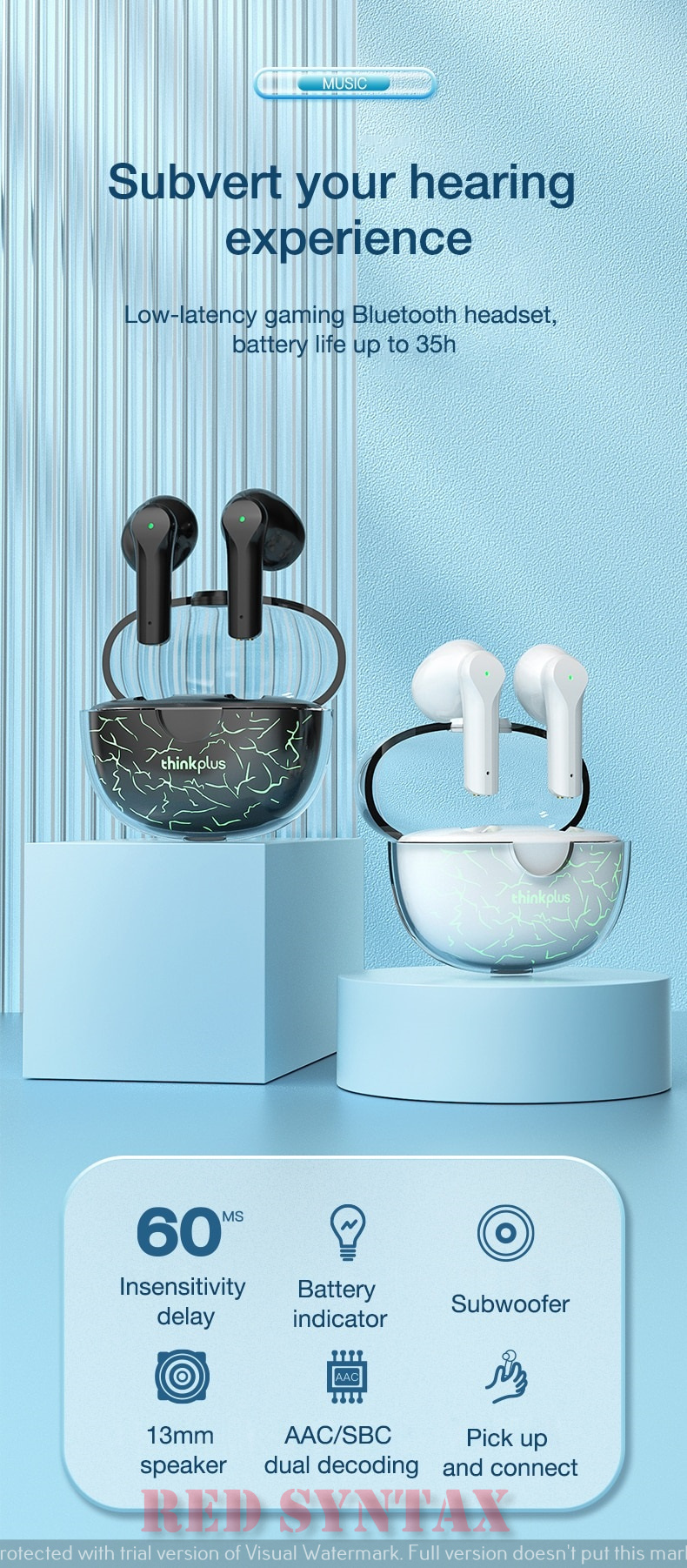 Picture of Lenovo XT95 Pro Bluetooth Earphone 9D HIFI Sound Sport Waterproof TWS Wireless Earbuds with Mic for iPhone Xiaomi Headphone