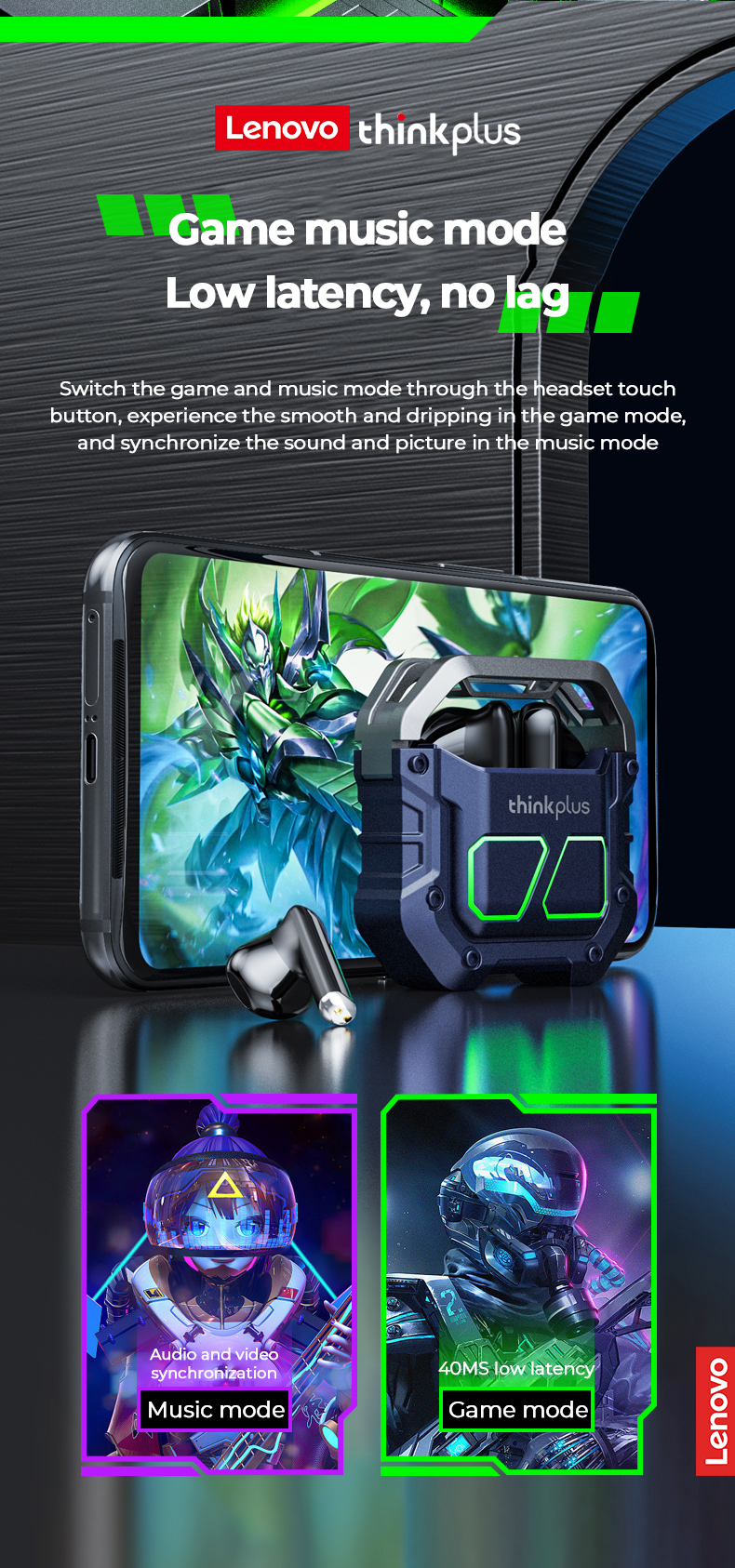 Picture of Lenovo XT81 Bluetooth Earphone Wireless Headphone Gamer Headset Waterproof Tws Noise Cancelling With Microphone Sport Earbuds