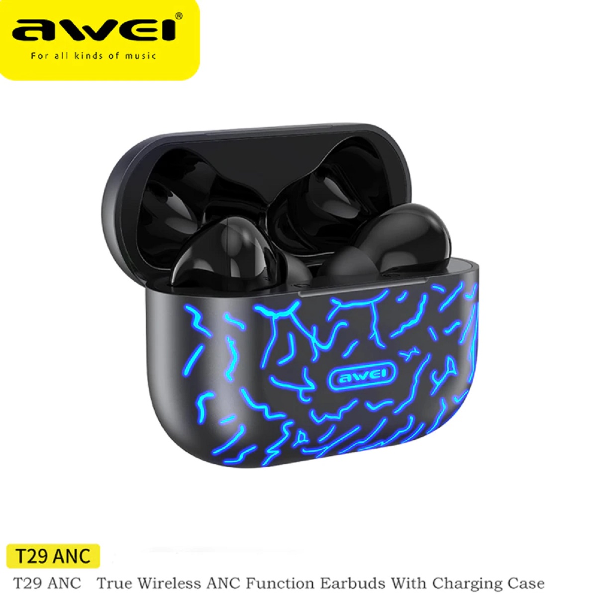 Picture of Awei T29 ANC Bluetooth Headphones Game TWS Earphones Wireless In-ear Earbuds Type-C Quick Charge Headset With Microphone