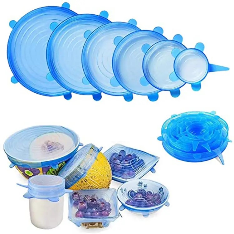 Picture of Silicone Stretch Lids Huggers Covers reusable for food 6-Pack Various Sizes Cover for Bowl