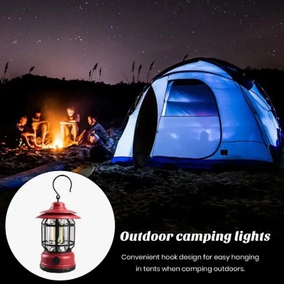 Picture of Outdoor Camping Lights Vintage Dry Battery Camp Light Hanging Lighting Tools Portable Retro Design Lantern with Hook-Multicolor