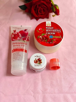 Picture of pomegranate  peeling jel, night cream, body cream, lip mask