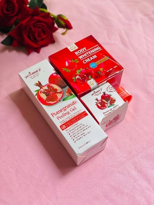 Picture of pomegranate  peeling jel, night cream, body cream, lip mask