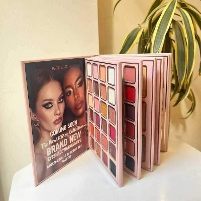Picture of IGOODCO 5-in-1 Makeup Book Kit: Comprehensive Palette with All-in-One Glitter & Matte Eyeshadows, Highlighter, Blush, Contour, Lip Colors, and Eyebrow Enhancers (Multicolor)