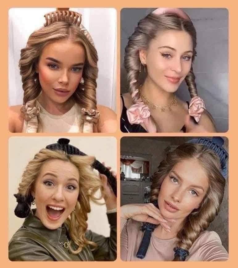 Picture of ✨1 hair curling headband 
✨1 clip
✨2 scru