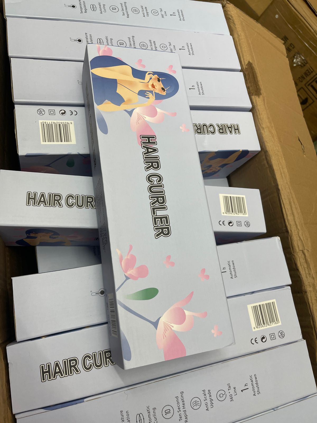 Picture of Anti-tangle Hair Curler 32mm Ceramic Hair Curling Iron with Adjustable Temperatures Anti-scald Wavy Curly Hair Roller Stick for Women uk Plug Automatic Hair Curling Iron