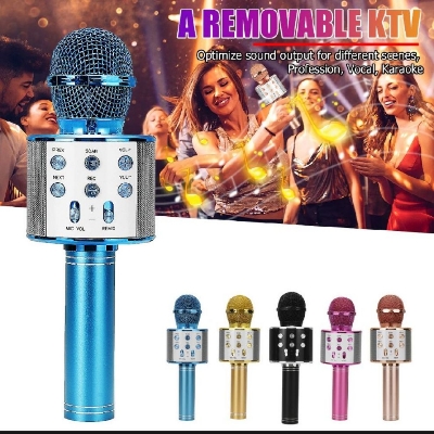 Picture of Conventional 6-10h)3 in1 Karaoke Wireless bluetooth Microphone Handheld Stereo Mic KTV speaker USB Charging