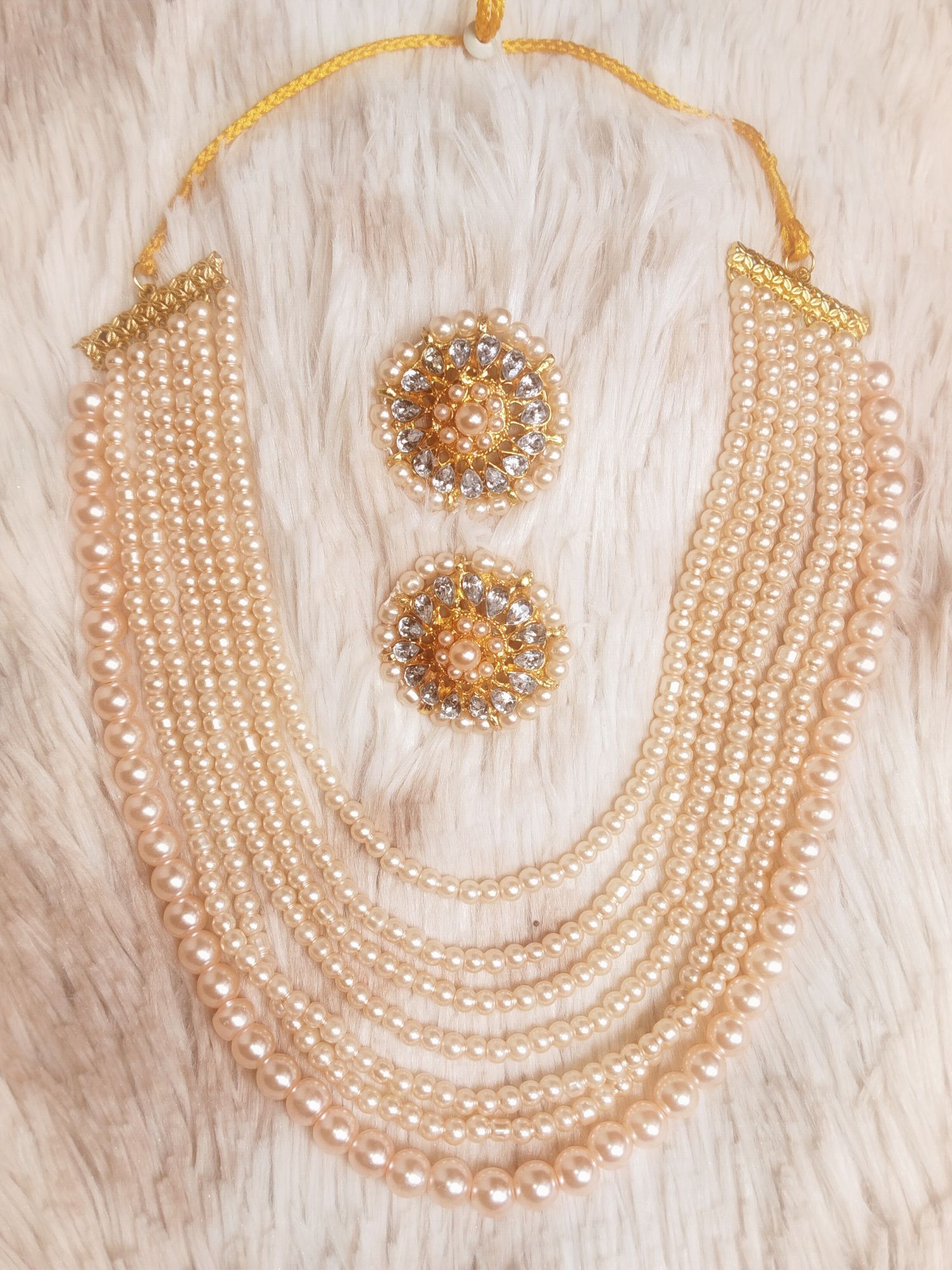 Picture of Pearl Necklace Set for woman. Real pearl jewellery for stylish womanfolks. beautiful statement jewellery . Occasional wearing jewellery.