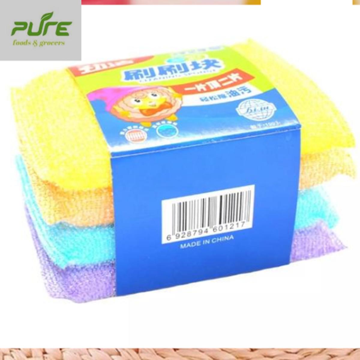 Picture of Dish Wash Foam Scrubber Pad oil scrub dish cleaning sponge 4 pcs