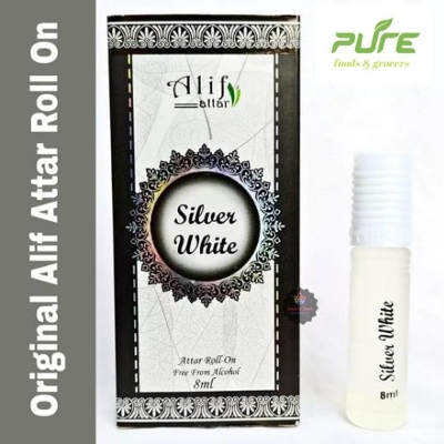 Picture of Alif Silver White Attar Long Lasting Roll On Ator Non Alcooholic Perfume - 8ml