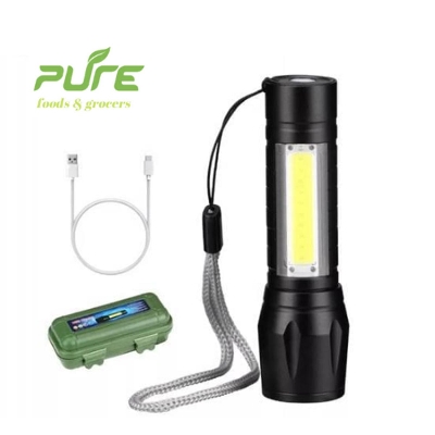 Picture of রিচার্জেবল ফ্ল্যাশলাইট টর্চ led usb পোর্টেবল টর্চ 4 টি মোডের জুম মিনি ক্যাম্পিং লাইটিং - torch light