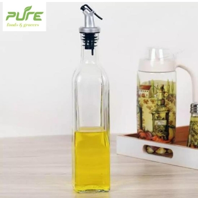 Picture of 1 Pcs Oil Savings Glass Jar Kitchen Oil Glass Jar 500 ml, Kitchen Oil Glass Jar impressive design, Kitchen Cooking glass Cruet 500 ml Oil Container Carafe Olive Oil Vinegar Clear Dispenser glass Bottle