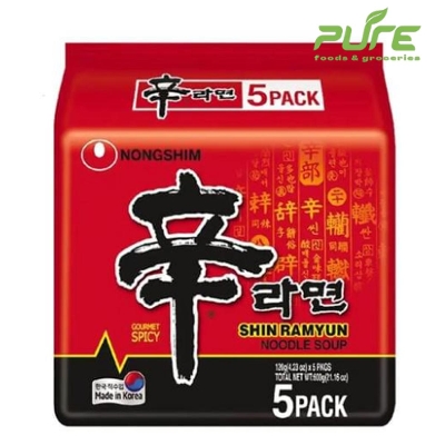 Picture of Nongshim Shin Ramyun Noodle Soup Mee Soup - 5 In 1 Pack - Ramen Noodles