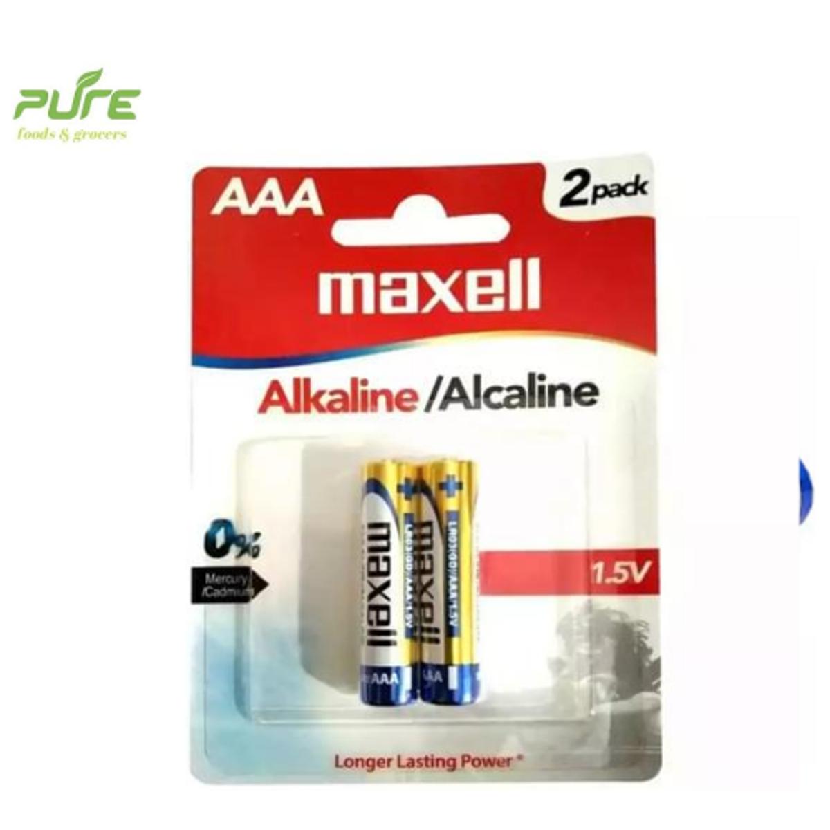 Picture of Maxell Alkaline Batteries, AAA, 1.5 Volt (Pack of 2 Pieces) NON-RECHARGEABLE BATTERIES