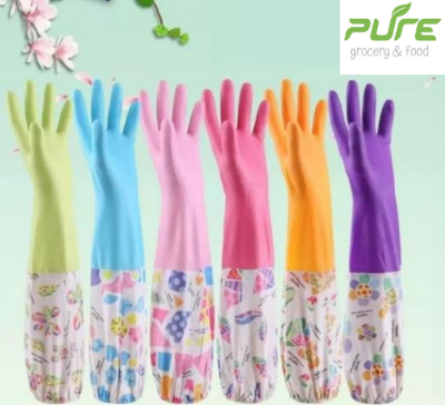 Picture of High Quality Silicone Dish Washing Kitchen Hand Gloves (Multicolor), Kitchen Hand Gloves 1Pair