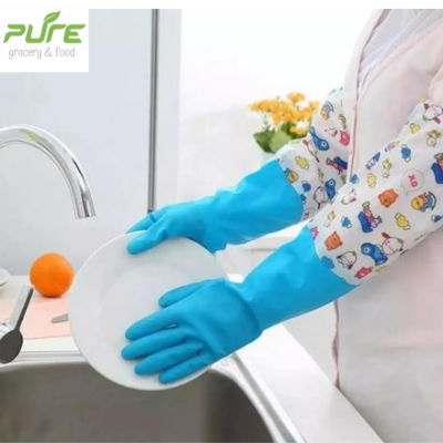 Picture of High Quality Silicone Dish Washing Kitchen Hand Gloves (Multicolor), Kitchen Hand Gloves 1Pair