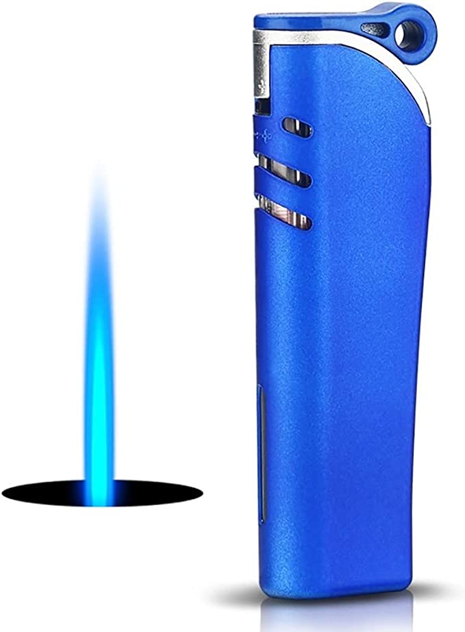 Picture of Blue Metal Turbo jet Windows Gas Lighter Windproof Gas Refillable Butane Gas Lighter Inflatable Lighter Gadgets For Men Gas Refillable