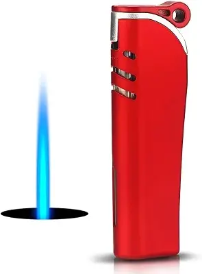 Picture of Red Metal Turbo jet Windows Gas Lighter Windproof Gas Refillable Butane Gas Lighter Inflatable Lighter Gadgets For Men Gas Refillable