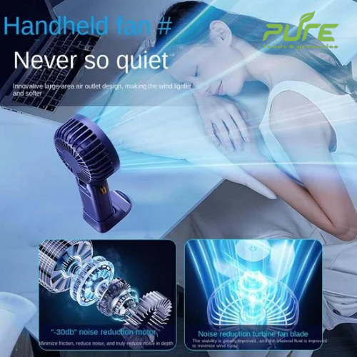 Picture of Handheld Mini Fan Foldable Portable Neck Hanging Fans 5 Speed USB Rechargeable Fan with Phone Stand and Display Screen