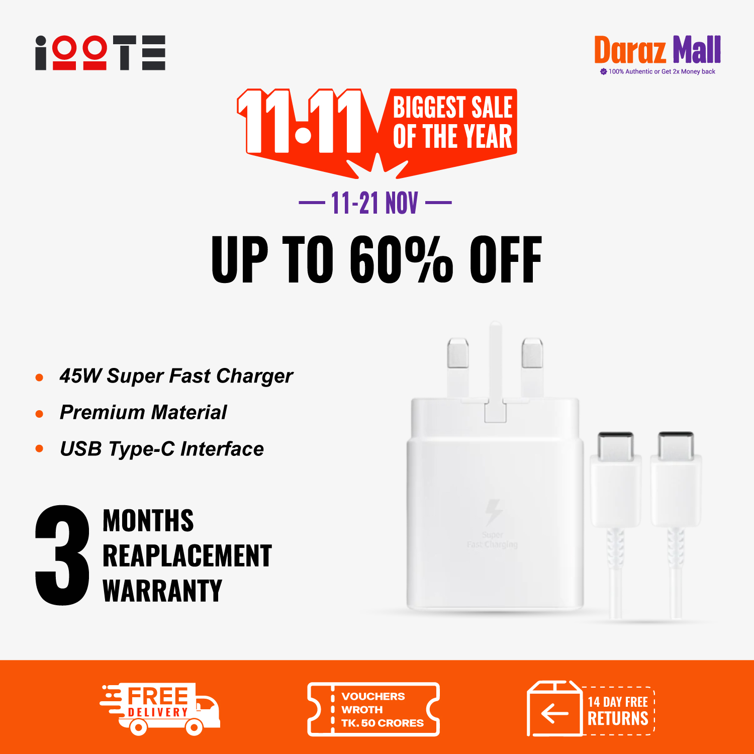 Picture of Samsung 45W USB-C PD Charger with Cable [EP-TA845]