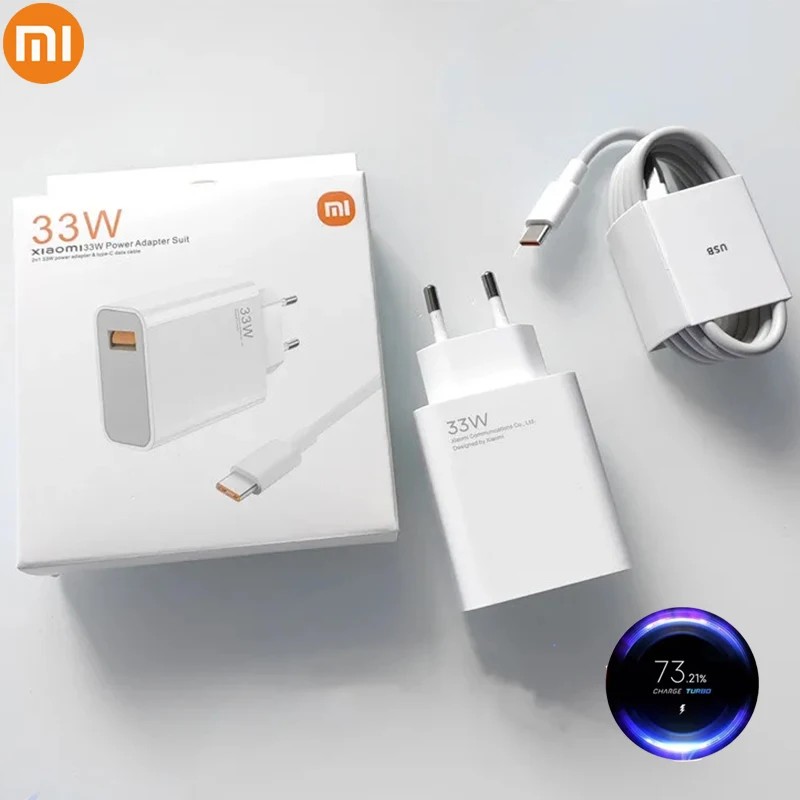 Picture of Xiaomi 33W  Turbo Fast Charger Adapter with Type C Cable Power Adapter Suit (MDY-11-EZ)  EU