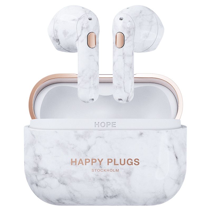 Picture of Happy Plugs Hope Antibacterial Wireless Earbuds White Marble Edition