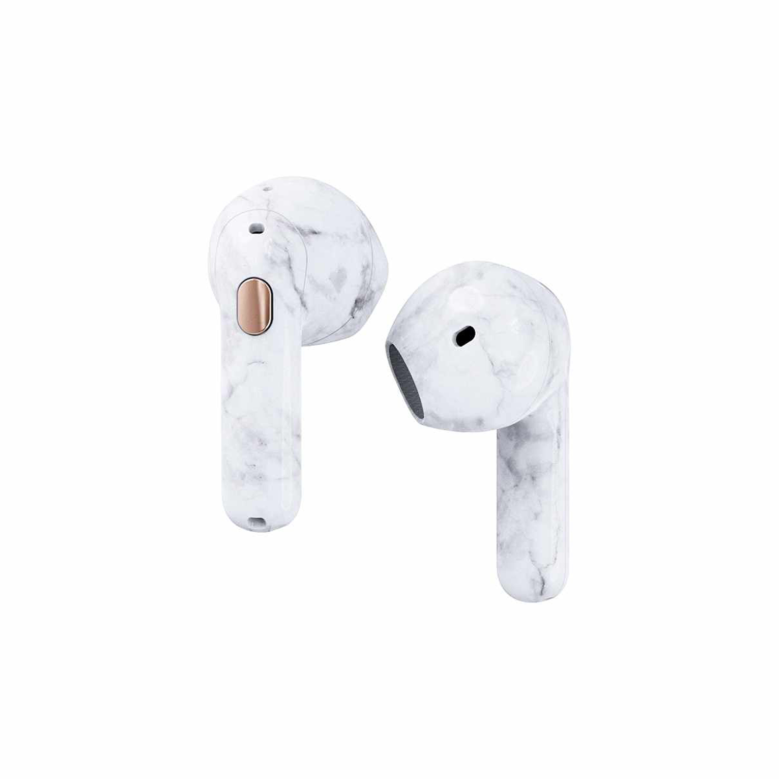 Picture of Happy Plugs Hope Antibacterial Wireless Earbuds White Marble Edition