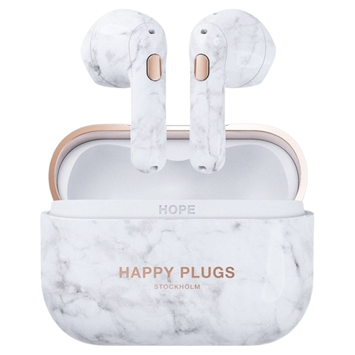 Picture of Happy Plugs Hope Antibacterial Wireless Earbuds White Marble Edition