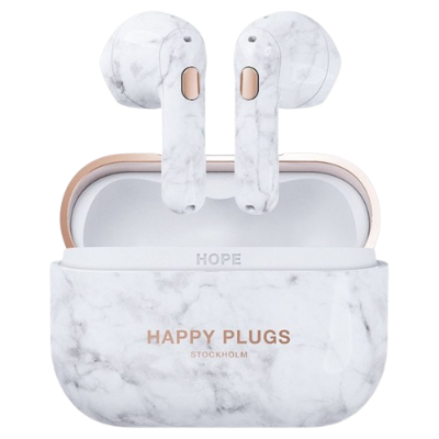 Picture of Happy Plugs Hope Antibacterial Wireless Earbuds White Marble Edition