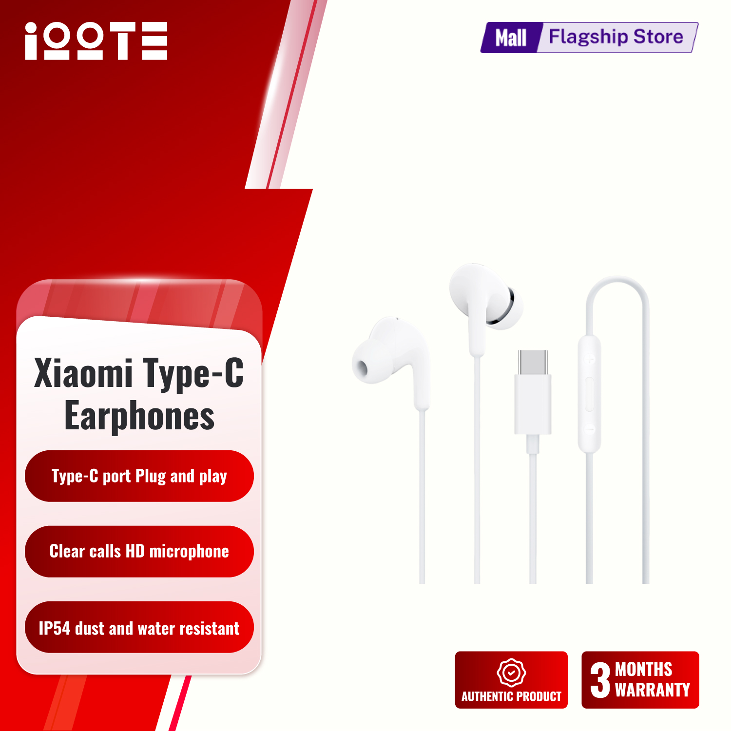 Picture of Xiaomi Type-C Earphones - Noise Cancelling, IP54 Water Resistant Handsfree - Android, iPhone 15 16