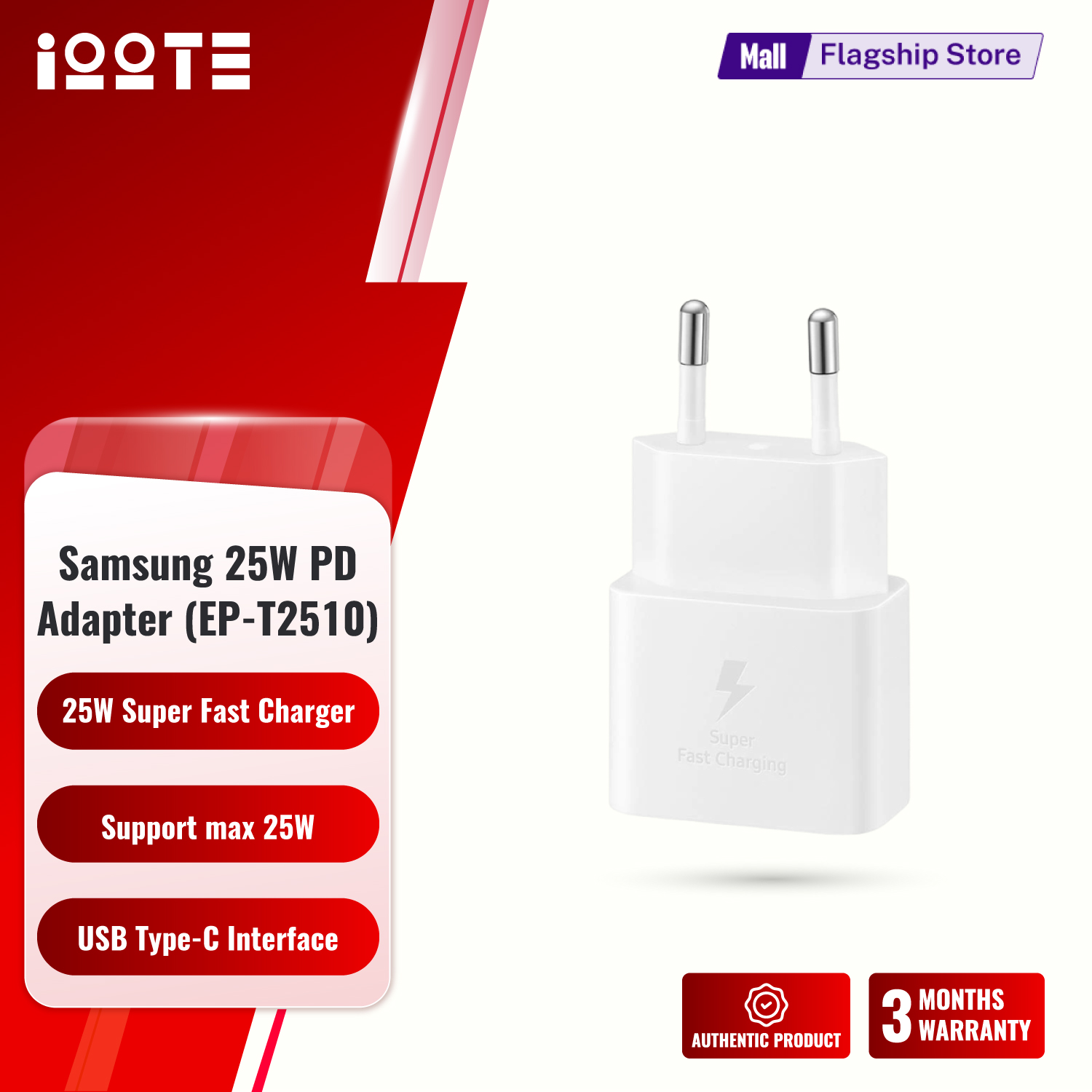 Picture of Samsung 25W PD Adapter USB-C EP-T2510 (2 Pin)