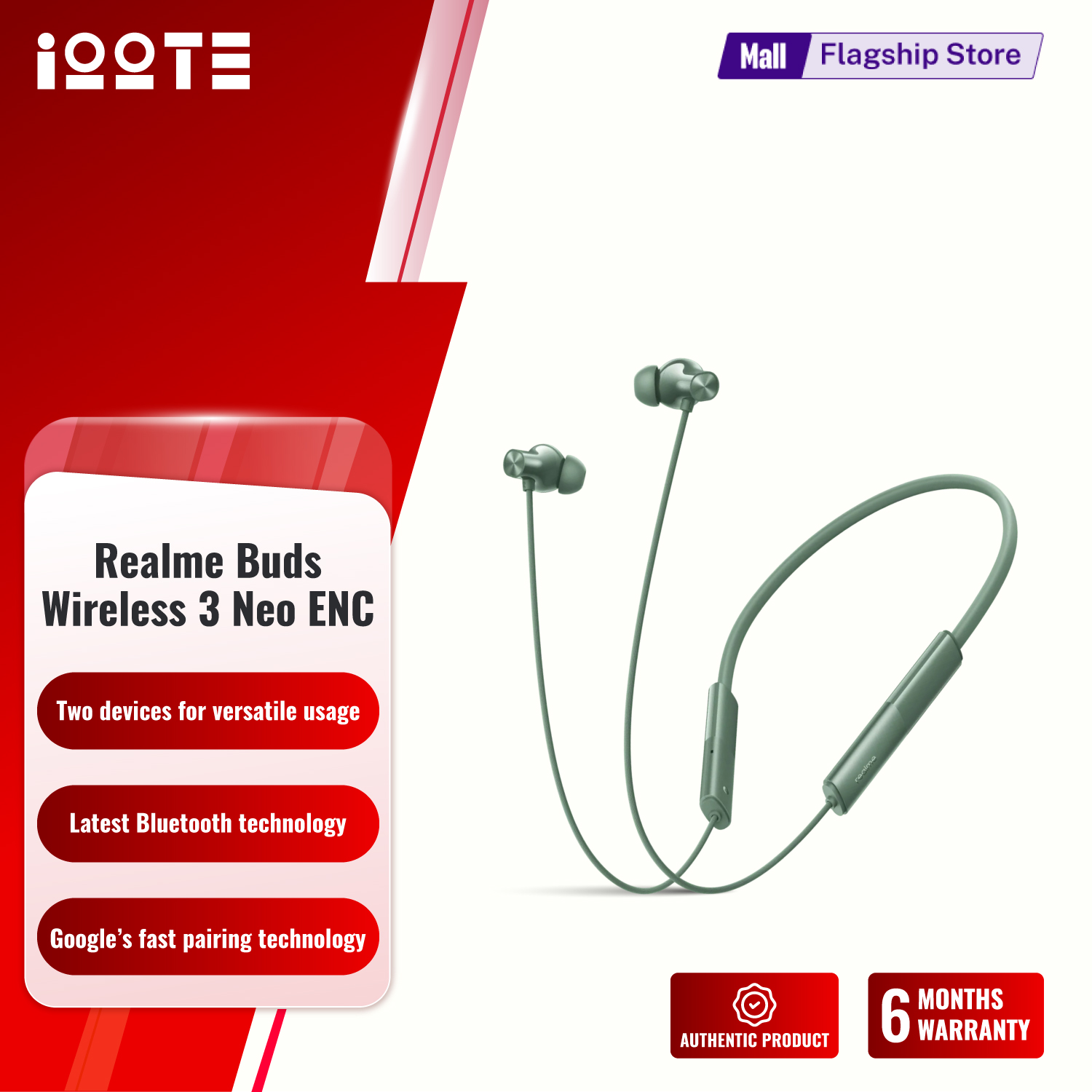 Picture of Realme Buds Wireless 3 Neo ENC Neckband | Bluetooth version 5.4 | 32 Hours Playback, Fast Charge 10 mins Charge for 6 hrs Playback